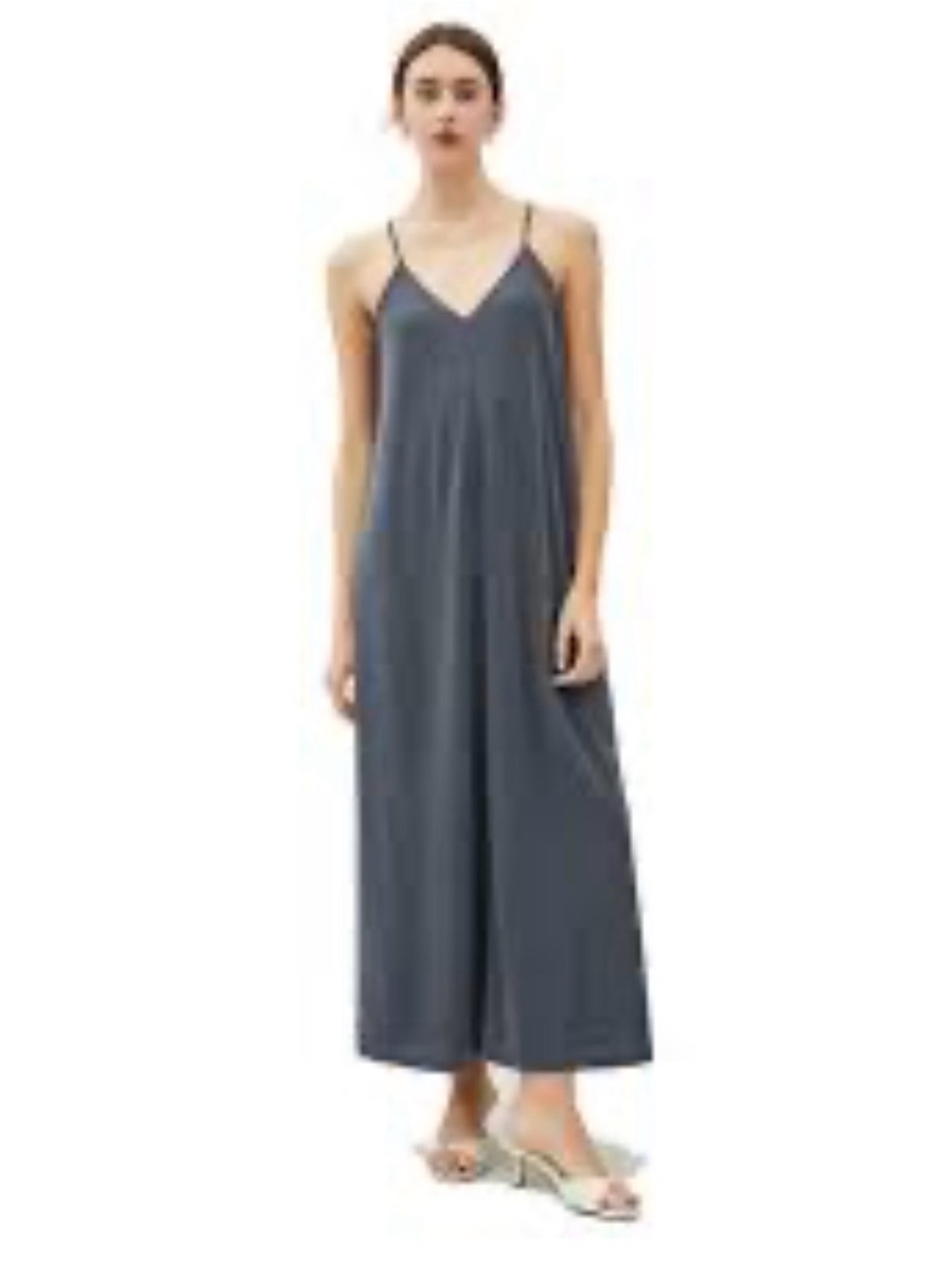 Grade & Gather teal vneck slip maxi dress